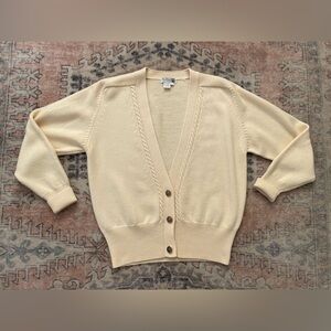 Cream Vintage Neutral Preppy Coastal Cottage Wool Cardigan Sweater Women’s Small